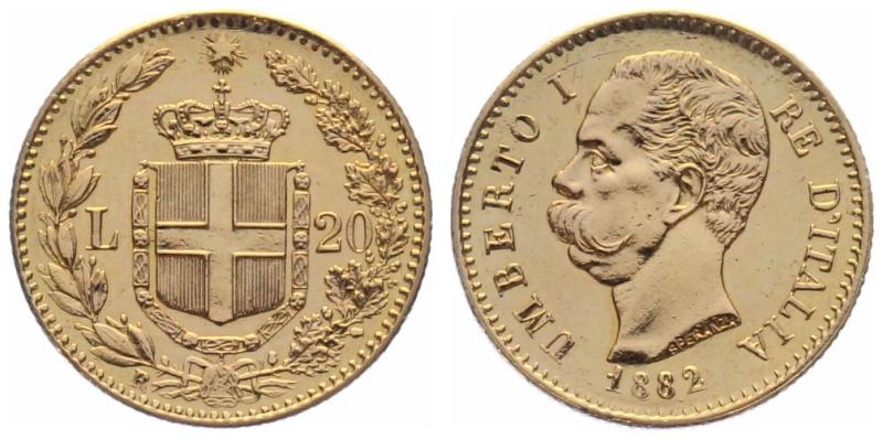 Italien 20 Lire 1882 R - Umberto I.
